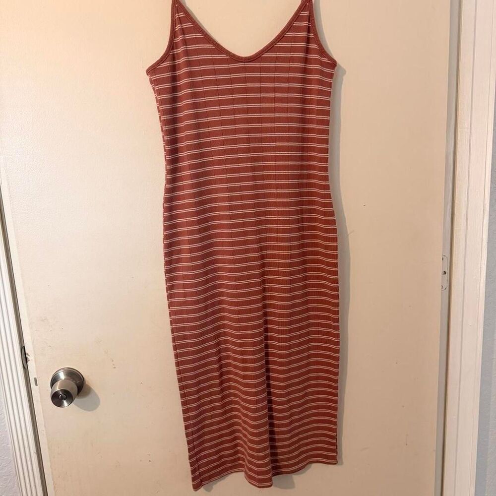 Wild Fable Y2K Striped Ribbed Bodycon Midi‎ Dress XL